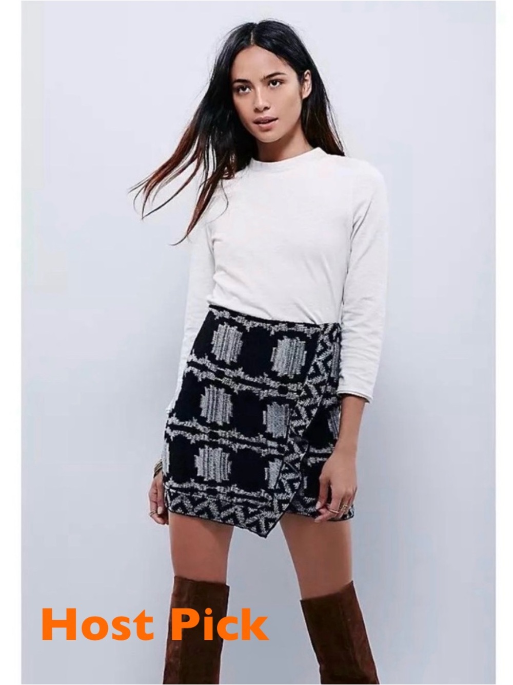 Free People Black Sweater Knit Mini Skirt Size XS Blanket Aztec Vintage Boho Y2K